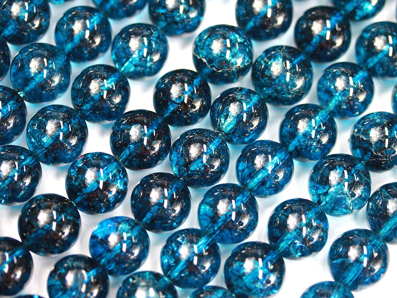 日本未発売】天然石ビーズ/インクブルークリスタル（水晶/石英