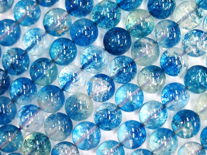 日本未発売】天然石ビーズ/オーシャンブルークリスタル（水晶