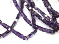 【7本限定】定番石！★艶々光沢、発色◎★天然石ブレスレット/アメジスト（Amethyst/紫水晶）/キューブカット/4mm【天然石/パワーストーン】【アメリカツーソン・香港展示会・世界各地出展品買い付