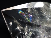 【USAツーソンミネラルショー商品】1点もの★超美麗！虹色に輝くレインボー★開運、浄化、金運、厄除けに！★天然原石/ブラジル産/レインボー水晶ポリッシュ（Crystal/Quartz）/台座付き/約1
