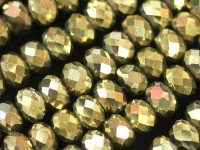 キラキラカット★限定入荷★ファッションビーズ/ゴールド/ボタンカット/8×5mm/1連【天然石/パワーストーン】【アメリカツーソン・香港展示会・世界各地出展品買い付け】|ガラス・プラスチック製：ビーズ