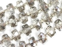 キラキラカット★限定入荷★お得なロングタイプ★ファッションビーズ/シルバーオーラ/ボタンカット/7×5mm/1連（約68cm）【天然石/パワーストーン】【アメリカツーソン・香港展示会・世界各地出展品買