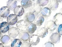キラキラカット★限定入荷★お得なロングタイプ★ファッションビーズ/シルバーブルーオーラ/ボタン/10×7mm/1連（約65cm）【天然石/パワーストーン】【アメリカツーソン・香港展示会・世界各地出展品