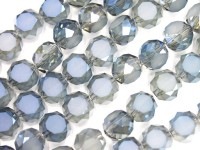 キラキラカット★限定入荷★お得なロングタイプ★ファッションビーズ/ダークシルバーブルーオーラ/ボタン/10×7mm/1連（約65cm）【天然石/パワーストーン】【アメリカツーソン・香港展示会・世界各地