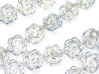 キラキラカット★限定入荷★お得なロングタイプ★ファッションビーズ/ライトシルバー/フラワー/14×6mm/1連（約60cm）【天然石/パワーストーン】【アメリカツーソン・香港展示会・世界各地出展品買い