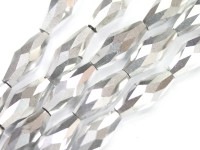 キラキラカット★限定入荷★お得なロングタイプ★ファッションビーズ/メタリックシルバー/ライスカット/8×18mm/1連（約70cm）【天然石/パワーストーン】【アメリカツーソン・香港展示会・世界各地出