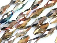 キラキラカット★限定入荷★お得なロングタイプ★ファッションビーズ/メタリックゴールド/ライスカット/8×18mm/1連（約70cm）【天然石/パワーストーン】【アメリカツーソン・香港展示会・世界各地出