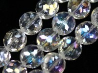 キラキラカット★限定入荷★ファッションビーズ/クリアオーラ/ボタンカット/10×7mm/1連（約30cm）【天然石/パワーストーン】【アメリカツーソン・香港展示会・世界各地出展品買い付け】|ガラス・プ