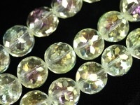 キラキラカット★限定入荷★ファッションビーズ/レモンオーラ/ボタンカット/10×7mm/1連（約30cm）【天然石/パワーストーン】【アメリカツーソン・香港展示会・世界各地出展品買い付け】|ガラス・プ