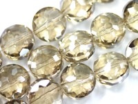 キラキラカット★限定入荷★ファッションビーズ/シャンパンゴールド/ボタンカット/10×7mm/1連（約30cm）【天然石/パワーストーン】【アメリカツーソン・香港展示会・世界各地出展品買い付け】|ガラ