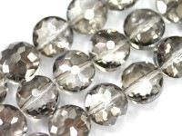 キラキラカット★限定入荷★ファッションビーズ/チタングレー/ボタンカット/10×7mm/1連（約30cm）【天然石/パワーストーン】【アメリカツーソン・香港展示会・世界各地出展品買い付け】|ガラス・プ