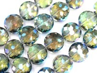 キラキラカット★限定入荷★ファッションビーズ/シルバーマルチオーラ/ボタンカット/10×7mm/1連（約30cm）【天然石/パワーストーン】【アメリカツーソン・香港展示会・世界各地出展品買い付け】|ガ