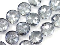 キラキラカット★限定入荷★ファッションビーズ/シルバーブルー/ボタンカット/10×7mm/1連（約30cm）【天然石/パワーストーン】【アメリカツーソン・香港展示会・世界各地出展品買い付け】|ガラス・