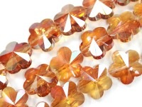 キラキラカット★限定入荷★ファッションビーズ/オレンジゴールドオーラ/フラワーカット/13×8mm/1連（約31cm）【天然石/パワーストーン】【アメリカツーソン・香港展示会・世界各地出展品買い付け】