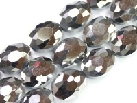 キラキラカット★限定入荷★ファッションビーズ/メタリックシルバー/ライスカット/9×12mm/1連（35cm）【天然石/パワーストーン】【アメリカツーソン・香港展示会・世界各地出展品買い付け】|ガラス