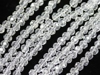 キラキラカット★限定入荷★ファッションビーズ/クリアホワイト/ボタンカット/3.5×2.5mm/1連【天然石/パワーストーン】【アメリカツーソン・香港展示会・世界各地出展品買い付け】|ガラス・プラスチ