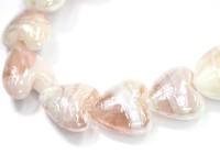 キュートなハートカット★限定入荷★ガラスビーズ/ピンクマーブル/ハートカット/18×12mm/1連（約27cm）【天然石/パワーストーン】【アメリカツーソン・香港展示会・世界各地出展品買い付け】|ガラ