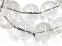 限定入荷★透明度◎プラチナカラーの針★金運・仕事運・成長★天然石ブレスレット/プラチナルチルクォーツ（Platinum Rutilelated quartz/白金水晶/ブルッカイト）/ラウンド/16m