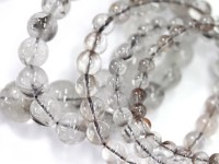 限定入荷★透明度◎プラチナカラーの針★金運・仕事運・成長★天然石ブレスレット/プラチナルチルクォーツ（Platinum Rutilelated quartz/白金水晶/ブルッカイト）/ラウンド/14m