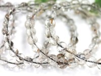 限定入荷★透明度◎プラチナカラーの針★天然石ブレスレット/ミックスプラチナガーデンルチルクォーツ（Platinum Rutilelated quartz/白金水晶/庭園水晶/ブルッカイト）/ラウンド/