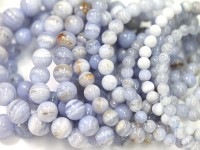 【数量限定】縞模様★優しいブルーの発色★天然石ブレスレット/ブルーレースアゲート（Bluelace agate/空色縞瑪瑙）/ラウンド/8mm/1本【天然石/パワーストーン】【アメリカツーソン・香港展
