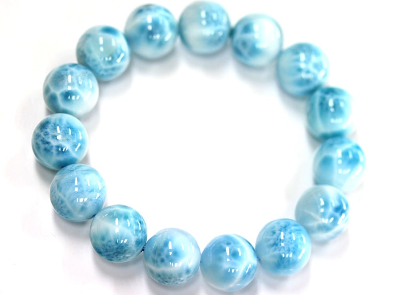 一点物】 最高品質 ラリマー ブレスレット 12.5mm-13mm ヒーリング