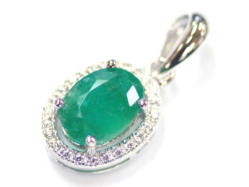 SV925 エメラルド　目ペンダント SV925シルバー天然エメラルドペンダントネックレス0.6ct