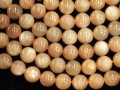 希少色★月のような光の石★3A/天然石ビーズ/オレンジムーンストーン（Moonstone、月長石）/ラウンド/9mm/1連【天然石/パワーストーン】【アメリカツーソン・香港展示会・世界各地出展品買い付