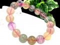 【1点もの】優しいレインボーカラー★天然石ブレスレット/レインボーフローライト（fluorite,蛍石）/ラウンド/13mm/1本【天然石/パワーストーン】【アメリカツーソン・香港展示会・世界各地出展