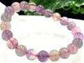 【1点もの】優しいレインボーカラー★天然石ブレスレット/レインボーフローライト（fluorite,蛍石）/ラウンド/9mm/1本【天然石/パワーストーン】【アメリカツーソン・香港展示会・世界各地出展品