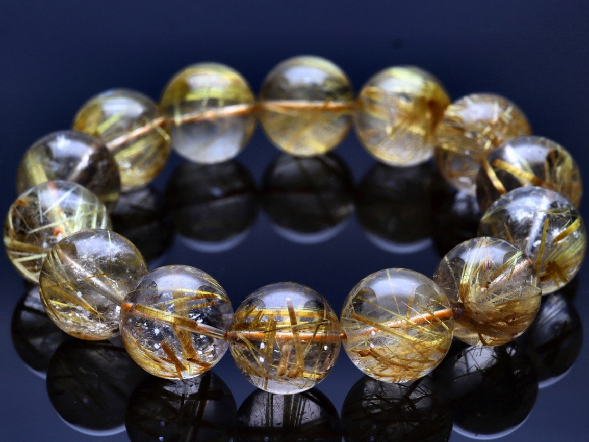 パワーストーン天然母岩たっぷりのヘマタイトインタイチンルチルクォーツブレスレット パワーストーン天然母岩たっぷりのヘマタイトインタイチンルチル