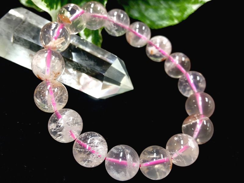 1点物】雪景色のような世界☆天然石ブレスレット/スノーガーデン