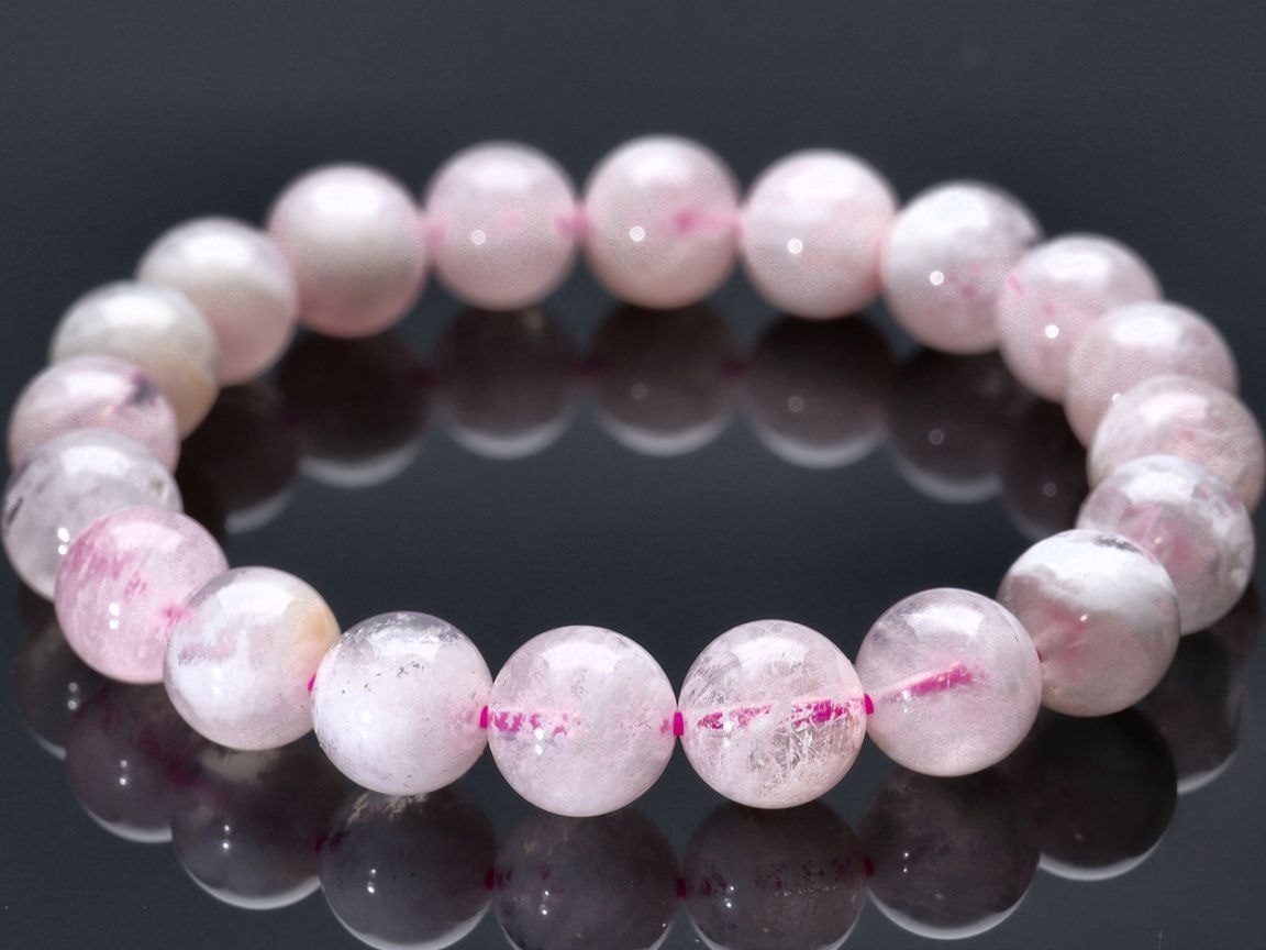 1点物】雪景色のような世界☆天然石ブレスレット/スノーガーデン