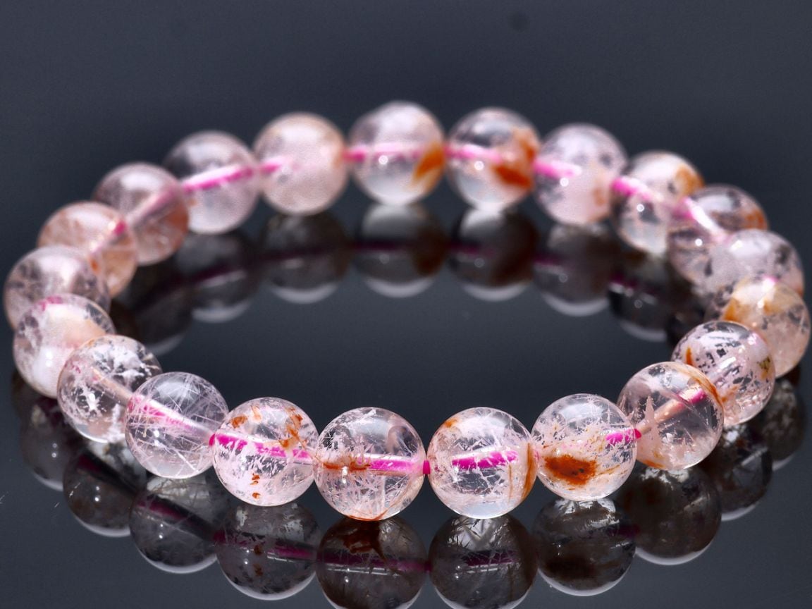 【激レア】【高品質】希少 スノー ガーデンクォーツ ブレスレット 透明度高 1点物】雪景色のような世界☆天然石ブレスレット/スノーガーデン