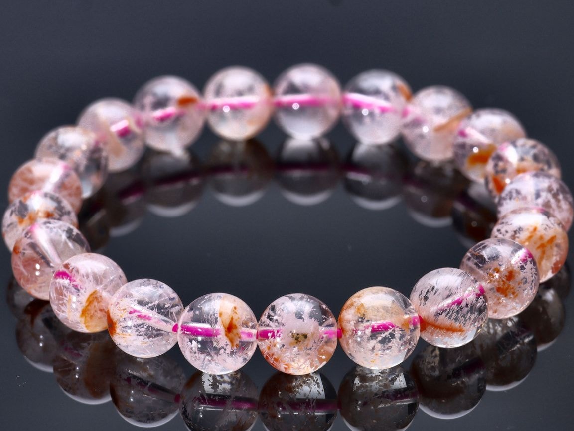 1点物】雪景色のような世界☆天然石ブレスレット/スノーガーデン