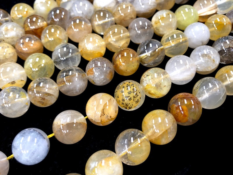 樹木のような神秘的な模様☆天然石ビーズ/デンドリティッククォーツ