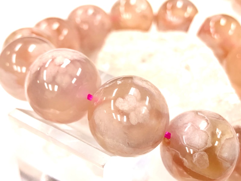 チェリーブロッサムアゲート 桜瑪瑙 天然石 瑪瑙　バングル　天然石 着物和服 天然石 桜瑪瑙 チェリーブロッサムアゲート 高品質 バングル 6