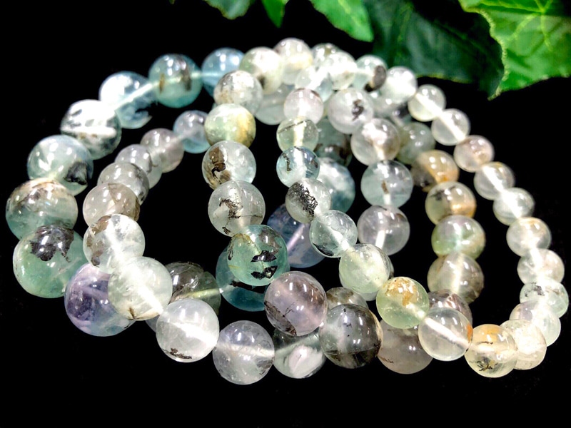 【ブルーエンジェルフェザーインフローライト】幻想的な癒し 天然石 ブレスレット ブルーエンジェルフェザーインフローライト】幻想的な癒し