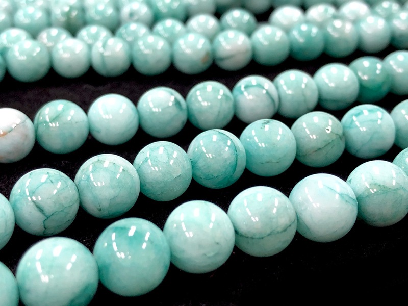 天然石　パワーストーン　マーブル 人気！☆鮮やかでカラフル☆天然石ビーズ/マーブルブルー