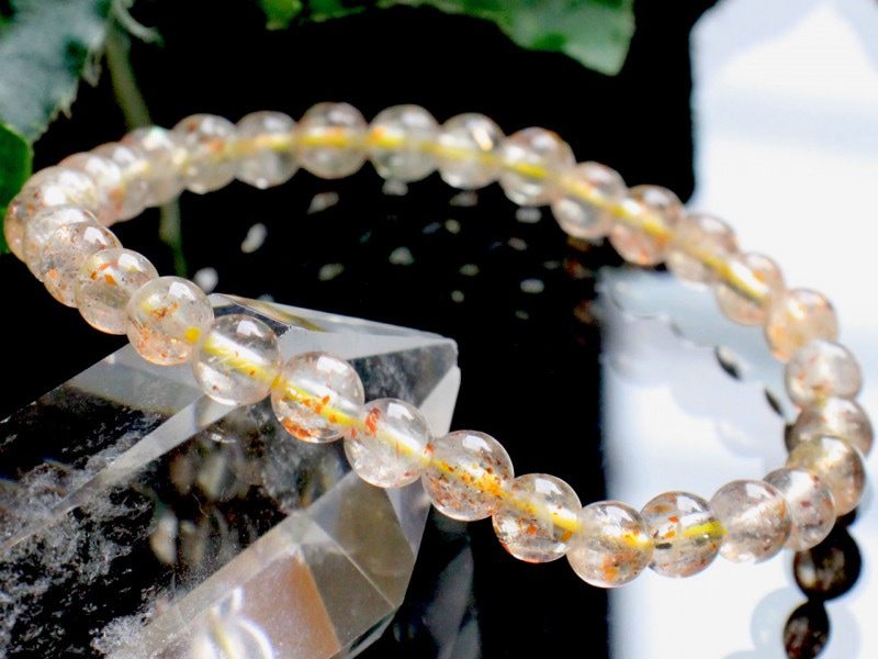 トップクオリティ]オレゴンサンストーンブレスレット（約8.5mm玉