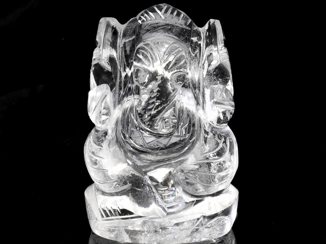 豊穣・英知・商売繁盛の神/ローズクォーツ/ガネーシャ/ac-10221｜置物 