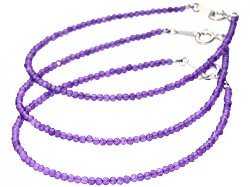 天然石 紫水晶 アメジスト ファセットカット ブレスレット パワーストーン アメジスト カット ブレスレット 5mm 16.5～17.5cm S～L サイズ