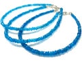 定番石！★高発色ブルー★SV925製/天然石ブレスレット/ネオンブルーアパタイト(apatite・燐灰石)/ボタンカット/約3mm/1本【天然石/パワーストーン】【アメリカツーソン・香港展示会・世界各