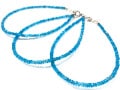 定番石！★高発色ブルー★SV925製/天然石ブレスレット/ネオンブルーアパタイト(apatite・燐灰石)/ボタンカット/約3mm/1本【天然石/パワーストーン】【アメリカツーソン・香港展示会・世界各