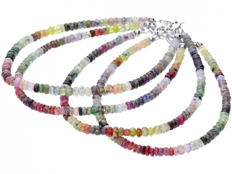 世界四大宝石☆SV925製/天然石ブレスレット/マルチサファイア(青玉/鋼  