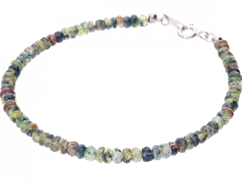 4mm】サファイア＆シルバー925グリッタービーズブレスレット