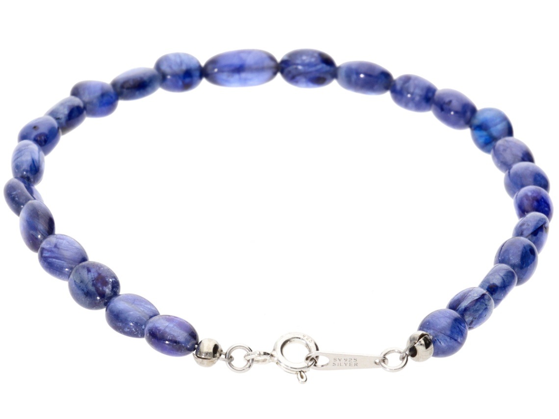 世界四大宝石☆SV925製/天然石ブレスレット/ブルーサファイア(青玉/鋼  