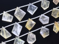 【宝石質】高品質インドビーズ★美しい発色とカット★天然石ビーズ/ゴールドルチルクォーツ（金針水晶）/ファンシースライスカット/約11-16×7-17×3mm/1連【天然石/パワーストーン】【アメリカツ