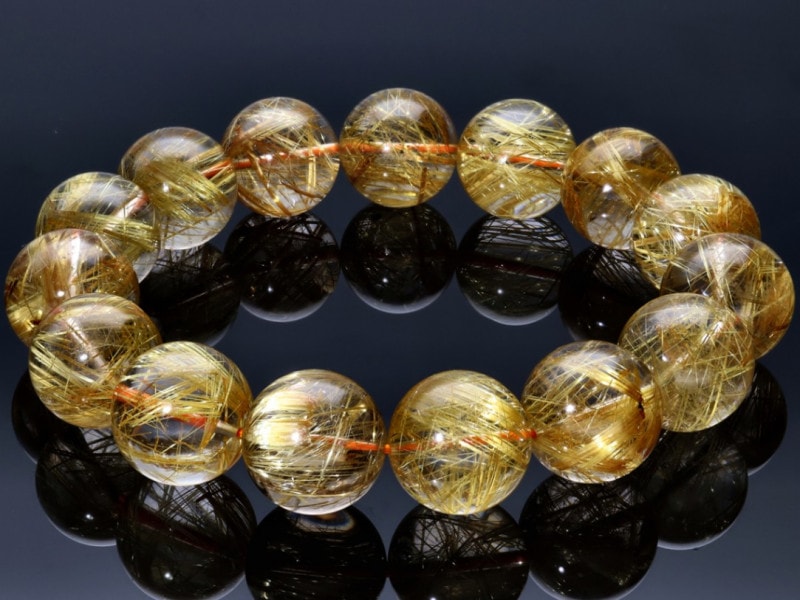 超ハイクオリティ✨ 超透明 金針多数✨ タイチンルチルクォーツブレスレット 1点限り】超希少！透明度◎☆美しい金針☆金銭を呼び込む金運の石