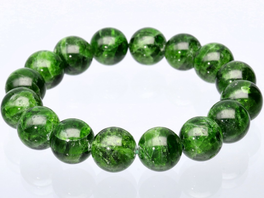 1点物】鮮やかで美しい緑の発色☆天然石ブレスレット/クロムダイ